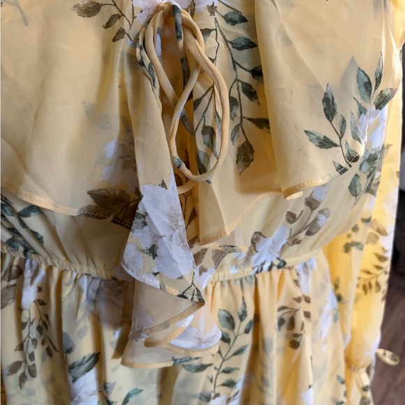 111. Suzy Shier Floral Yellow Ruffle Dress - Picture 2 of 7
